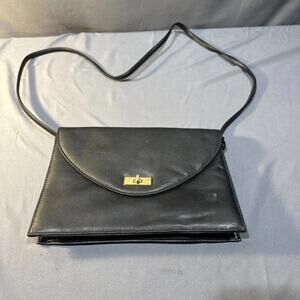 Amanda Smith black suede leather shoulder crossbody bag #225